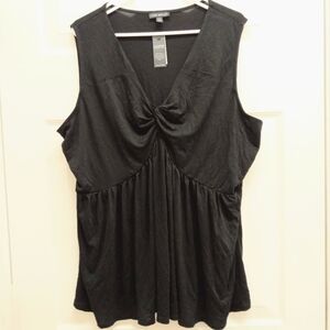 Lane Bryant Black Sleeveless V Neck Empire Waist Top Size 22/24 Flowy Soft